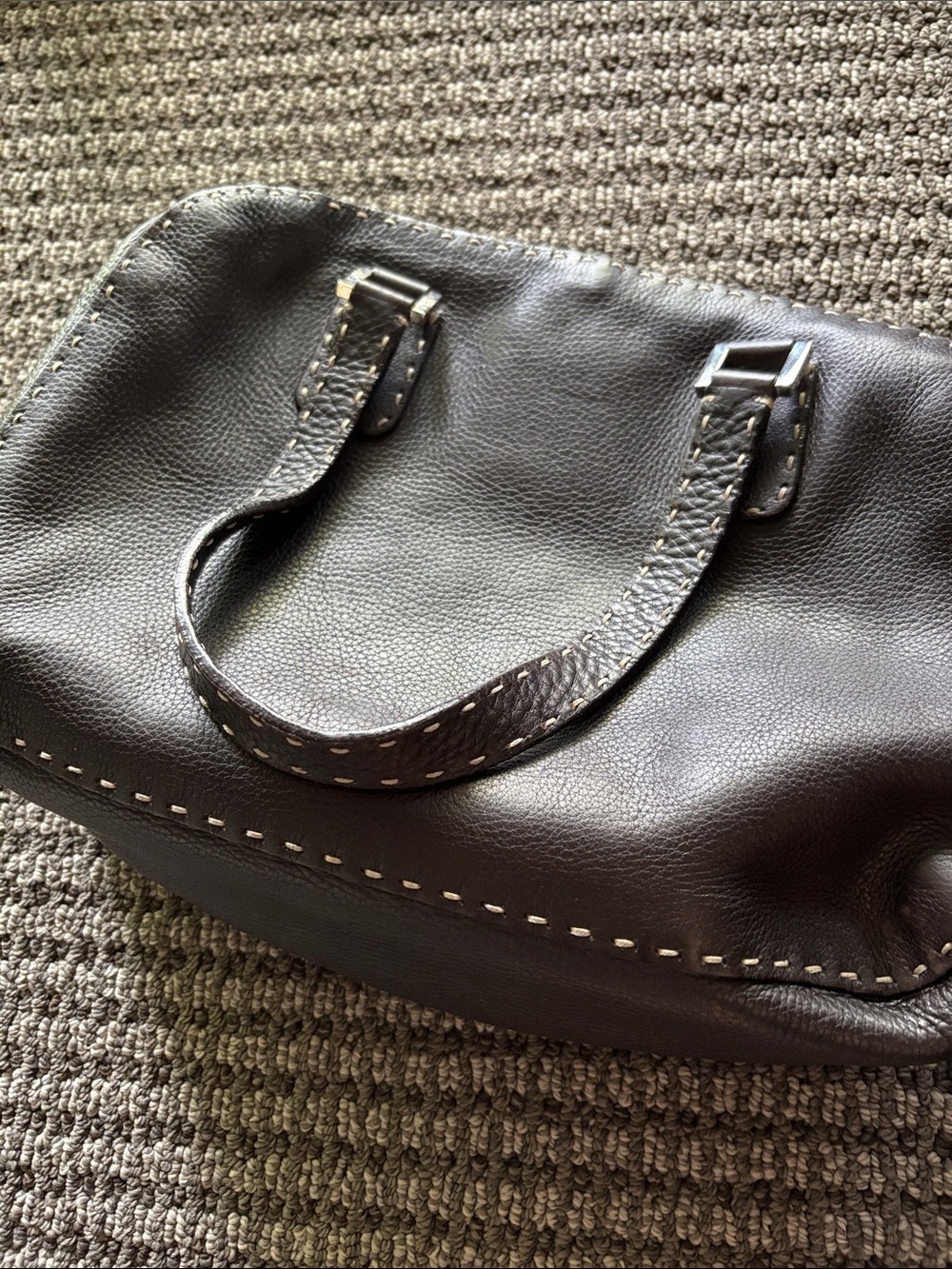 Fendi Dark Brown Brown Leather Top-Handle Purse - Picture 11 of 12